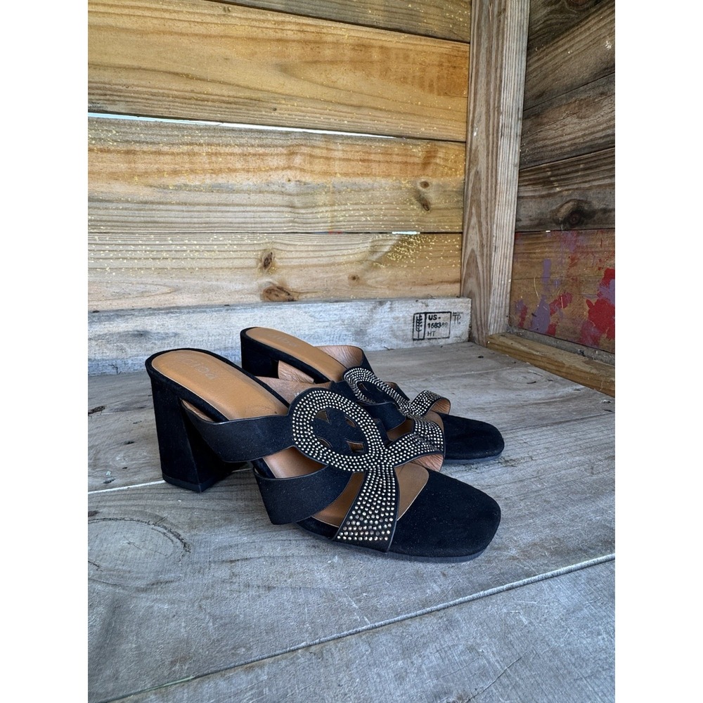 Diba Black Shiny 3" Wedges Slip-on Size 8W Beautiful Low Heel‎